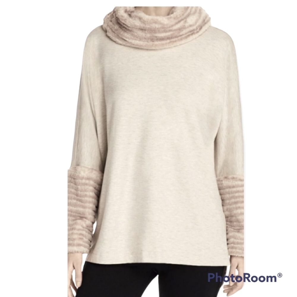 Cozy Funnel Neck Pullover Top - Cream